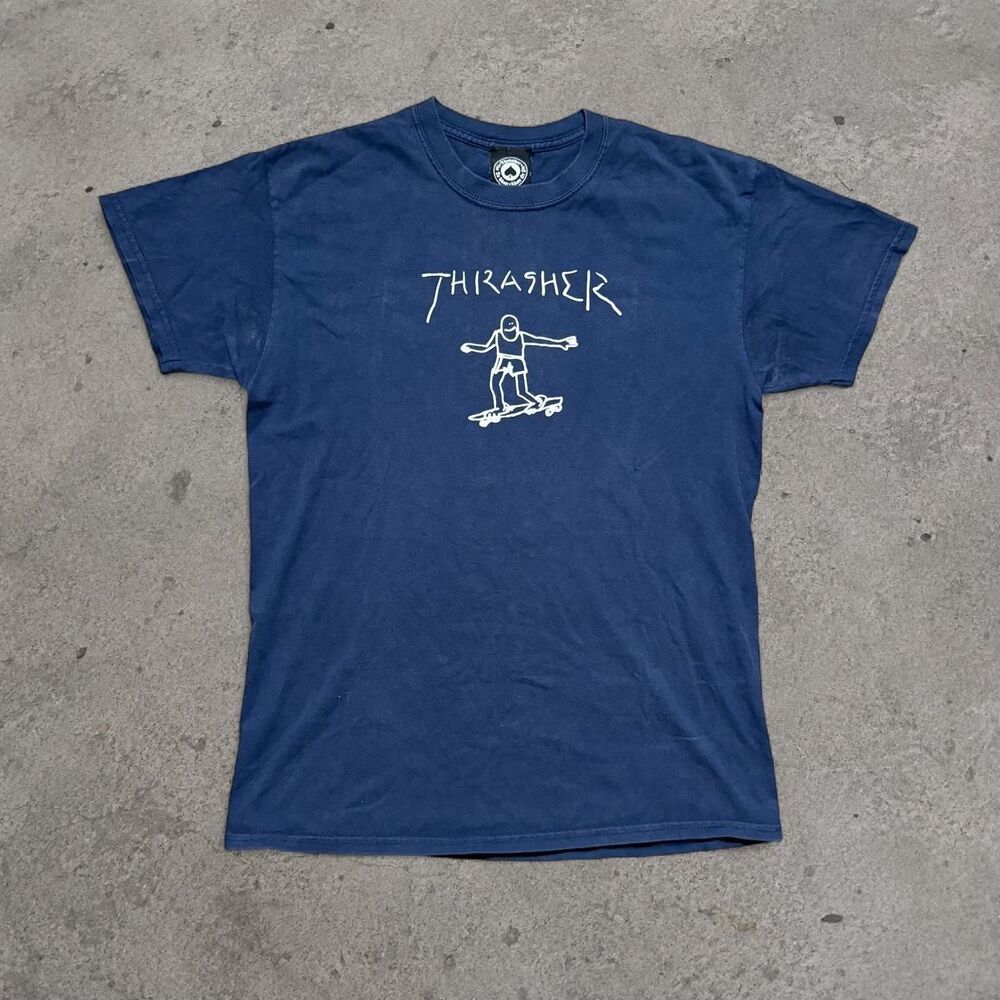 Y2K 2000’s Thrasher Skateboards Navy Blue Skate Tee Mens Size Medium